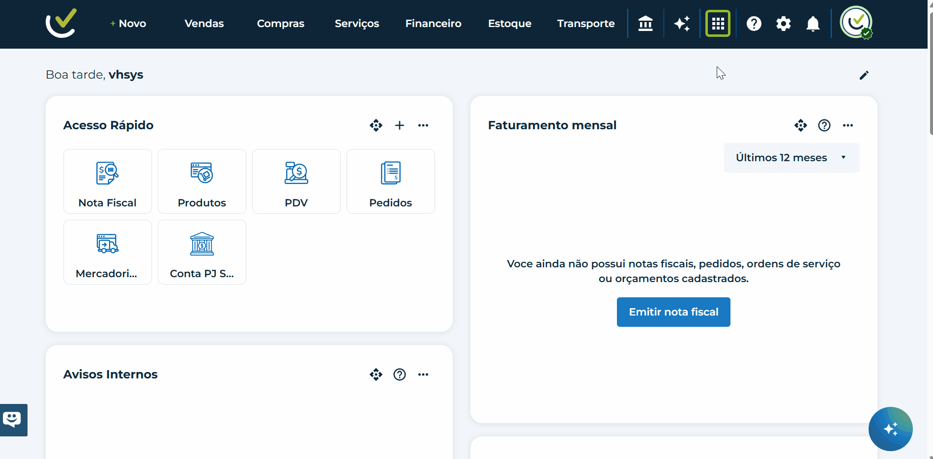 Passo a passo para abrir a integração via API