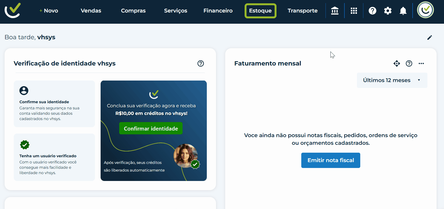 Animação demonstrando o preenchimento do novo saldo e o clique no botão Confirmar inventário.