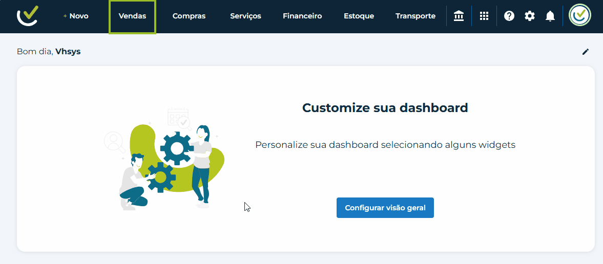 Mostra a tela para preencher os filtros do relatório.